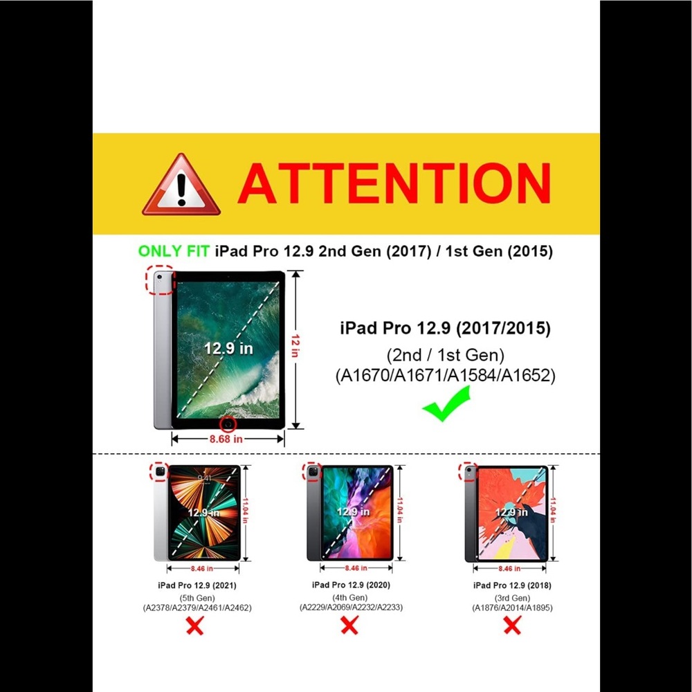 iPad Pro 12.9inch 2017 & 2015 (2nd & 1st Generation), 360 Degree Swiveling Stand - Picture 8 of 8